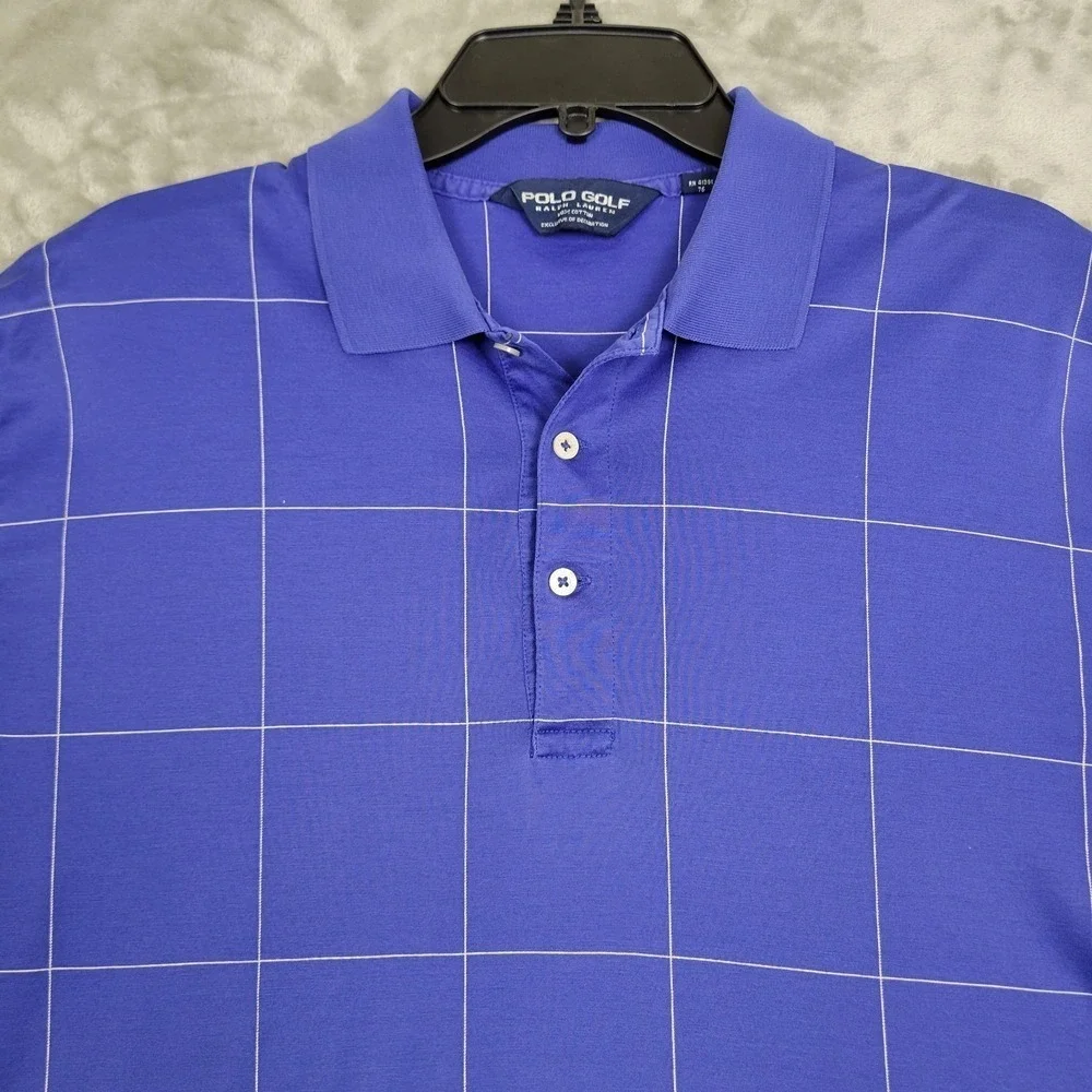 Polo‎ Golf Ralph Lauren Large Blue Short Sleeve Polo Shirt Casual Soft Cotton